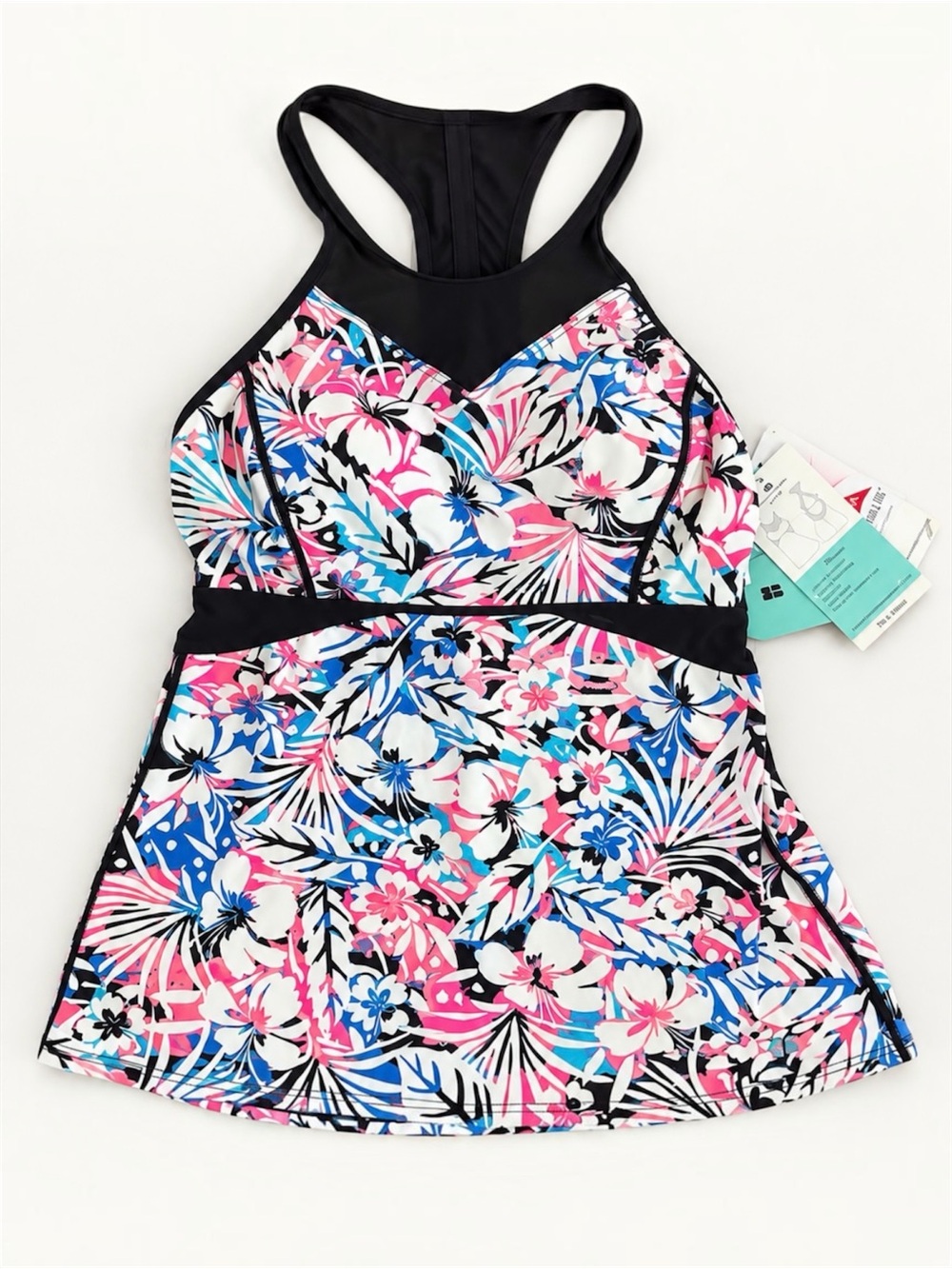 Beach House Tully Deco Garden Floral Tankini Top Size 6 NWT UPF 50+